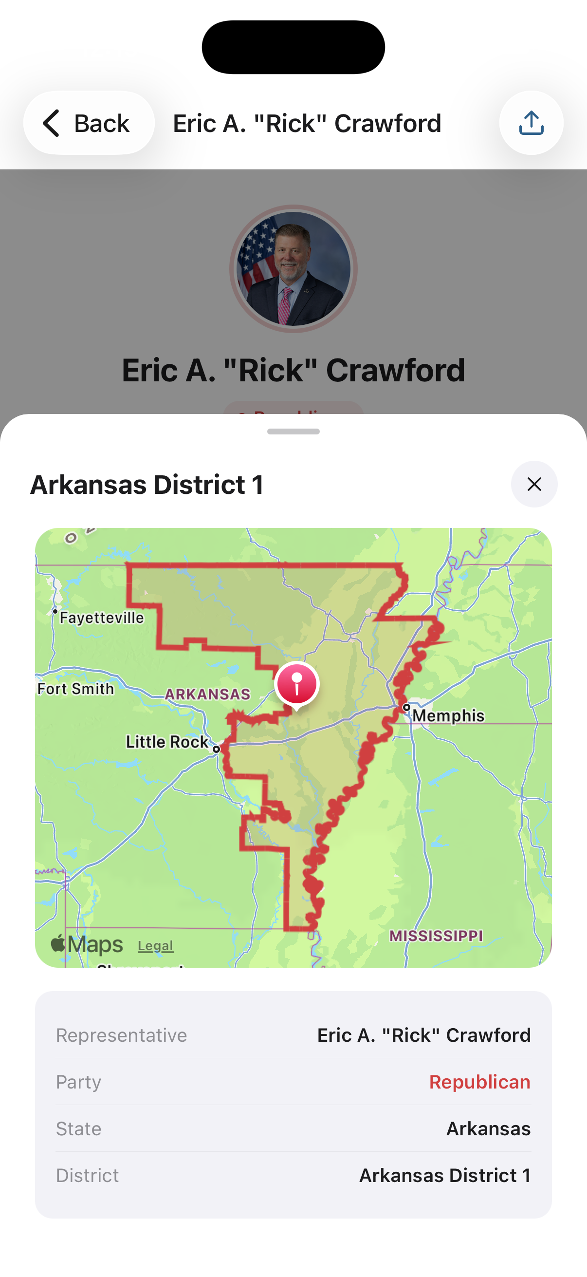 House district map displayed on a member profile